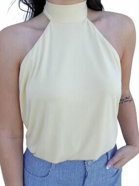 NEW LOUCIA the honey glow high-neck halter top in yellow